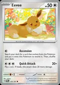 Eevee, card 135 of the Twilight Masquerade set, 2024, illustrated by satoma