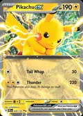 Pikachu ex, card 28 of the Prismatic Evolutions set, 2025