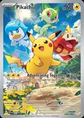 Pikachu, card 27 of the Scarlet & Violet Black Star Promos set, 2023, illustrated by Atsushi Furusawa