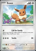 Eevee, card 43 of the Scarlet & Violet Black Star Promos set, 2023, illustrated by saino misaki