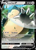 Snorlax V, card 141 of the Sword & Shield set, 2020, illustrated by Masakazu Fukuda