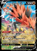 Galarian Zapdos V, card TG19 of the Astral Radiance Trainer Gallery set, 2022, illustrated by kirisAki