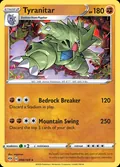 Tyranitar, card 88 of the Darkness Ablaze set, 2020, illustrated by nagimiso