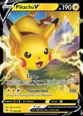 Pikachu V, card 43 of the Vivid Voltage set, 2020, illustrated by Saki Hayashiro