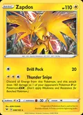 Zapdos, card 48 of the Vivid Voltage set, 2020, illustrated by AKIRA EGAWA