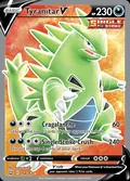 Tyranitar V, card 154 of the Battle Styles set, 2021, illustrated by Ayaka Yoshida