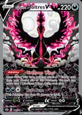 Galarian Moltres V, card 177 of the Chilling Reign set, 2021, illustrated by Shibuzoh.