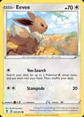 Eevee, card 125 of the Evolving Skies set, 2021, illustrated by Atsushi Furusawa