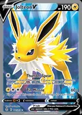 Jolteon V, card 177 of the Evolving Skies set, 2021, illustrated by 5ban Graphics