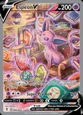 Espeon V, card 180 of the Evolving Skies set, 2021, illustrated by sowsow