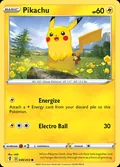 Pikachu, card 49 of the Evolving Skies set, 2021, illustrated by chibi