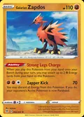 Galarian Zapdos, card 82 of the Evolving Skies set, 2021, illustrated by kodama