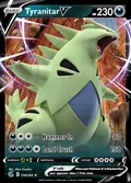 Tyranitar V, card 158 of the Fusion Strike set, 2021, illustrated by 5ban Graphics