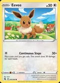 Eevee, card 205 of the Fusion Strike set, 2021, illustrated by 0313