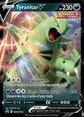 Tyranitar V, card SWSH109 of the SWSH Black Star Promos set, 2019, illustrated by PLANETA Tsuji
