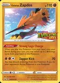 Galarian Zapdos, card SWSH124 of the SWSH Black Star Promos set, 2019, illustrated by Oswaldo KATO