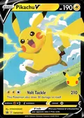 Pikachu V, card SWSH143 of the SWSH Black Star Promos set, 2019, illustrated by HYOGONOSUKE