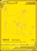 Pikachu V, card SWSH145 of the SWSH Black Star Promos set, 2019, illustrated by 5ban Graphics