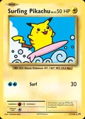 Surfing Pikachu, card 111 of the Evolutions set, 2016, illustrated by Toshinao Aoki