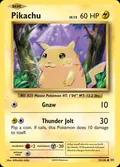 Pikachu, card 35 of the Evolutions set, 2016, illustrated by Mitsuhiro Arita