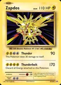 Zapdos, card 42 of the Evolutions set, 2016, illustrated by Ken Sugimori