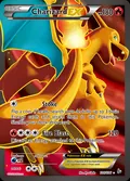 Charizard-EX, card 100 of the Flashfire set, 2014, illustrated by Ryo Ueda