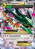 M Rayquaza-EX, card 76 of the Roaring Skies set, 2015, illustrated by 5ban Graphics