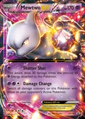 Mewtwo-EX, card XY107 of the XY Black Star Promos set, 2013, illustrated by 5ban Graphics