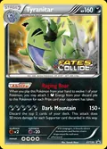 Tyranitar, card XY130 of the XY Black Star Promos set, 2013, illustrated by Satoshi Shirai