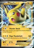 Pikachu-EX, card XY174 of the XY Black Star Promos set, 2013, illustrated by 5ban Graphics